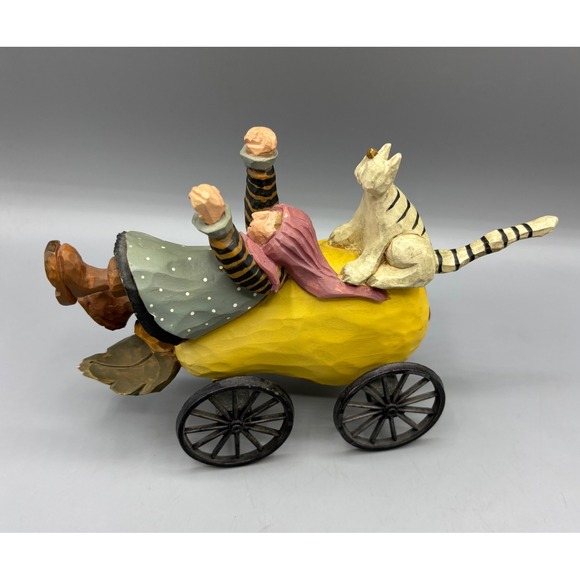 Williraye Studio 1996 WW1431 Whimsical Girl Cat Figurine Wheels Folk Primitive - Picture 1 of 7